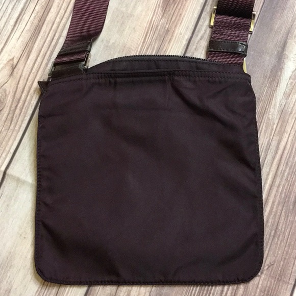Vintage Authentic Prada Tessuto Nylon Crossbody Bag in Dark Plum/Brown - Picture 6 of 12